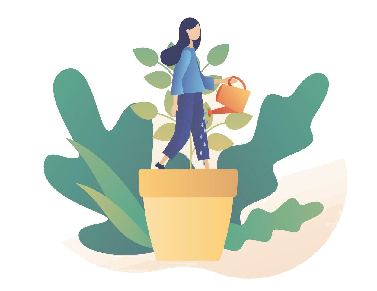 Illustration of woman practising self care