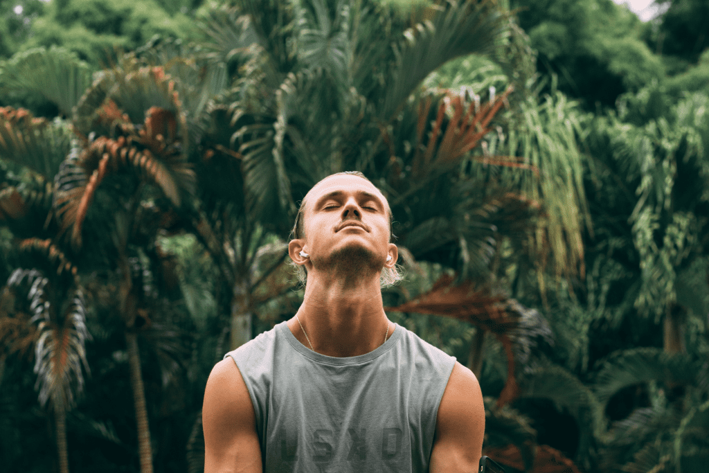 Man meditating in nature